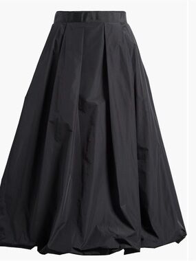 DKNY Black Full A-Line Bubble Maxi Skirt with Pleated Panels
